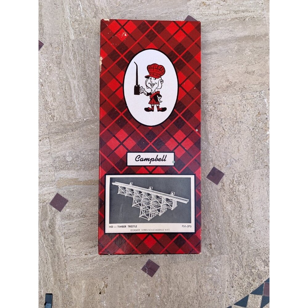 Vintage Campbell HO Timber Trestle Bridge Kit #751-375 Craftsman Wood NOS